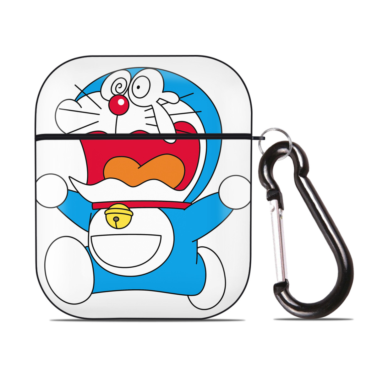 （画像用） ドラえもん Doraemon AirPods 第2世代保護ケース ハードシェル ブラック 耐衝撃・防指紋・カラビナ付き