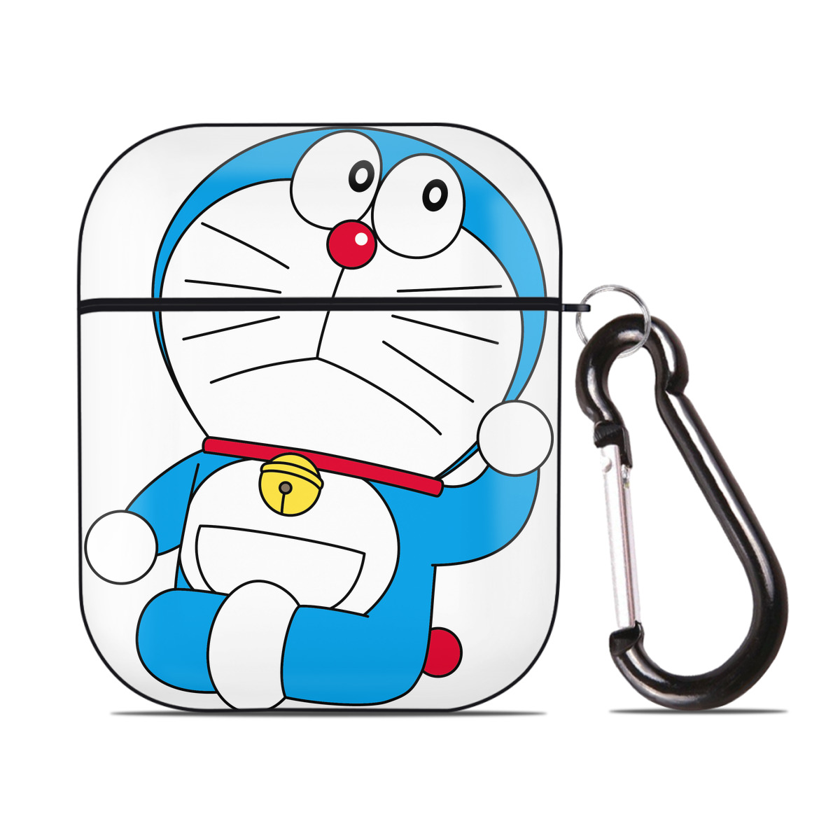 （画像用） ドラえもん Doraemon AirPods 第2世代保護ケース ハードシェル ブラック 耐衝撃・防指紋・カラビナ付き
