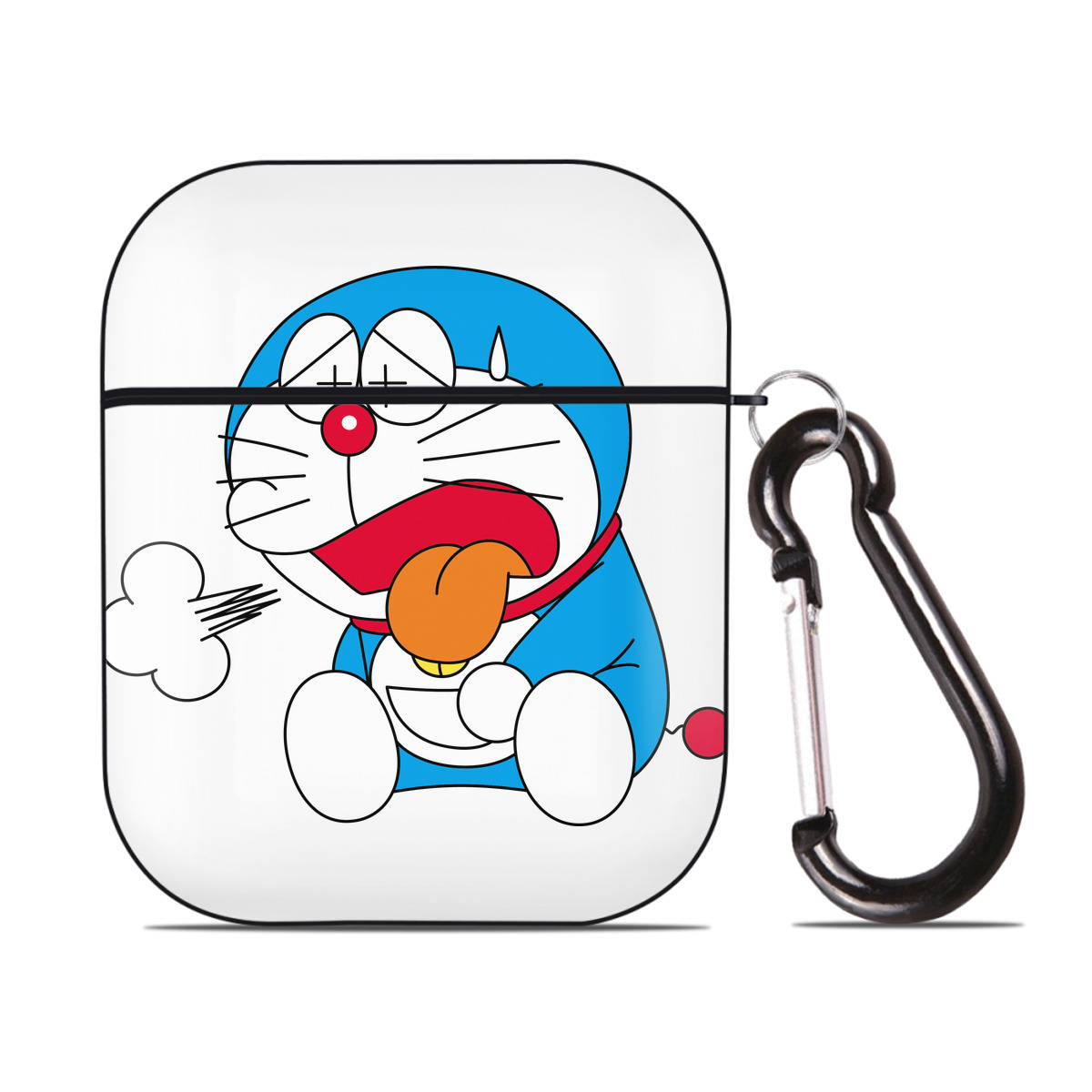 （画像用） ドラえもん Doraemon AirPods 第2世代保護ケース ハードシェル ブラック 耐衝撃・防指紋・カラビナ付き
