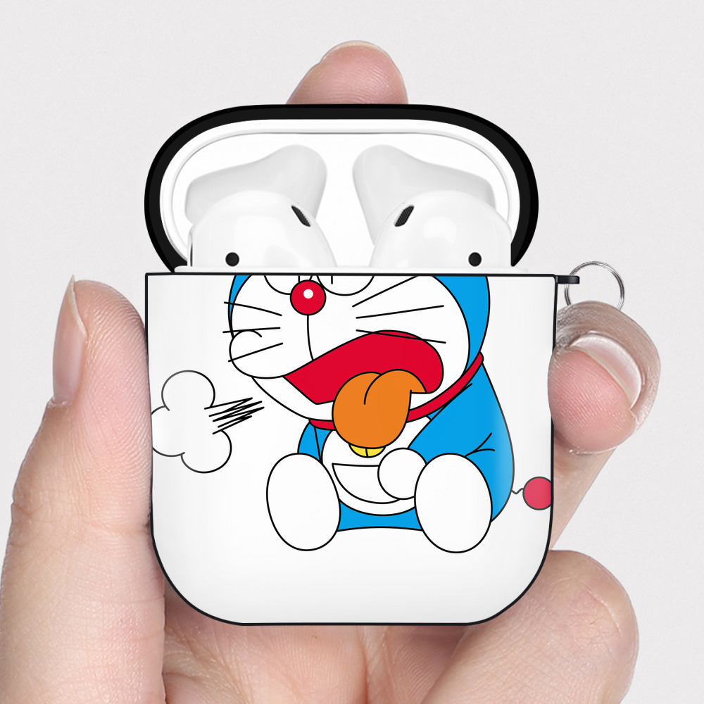 （画像用） ドラえもん Doraemon AirPods 第2世代保護ケース ハードシェル ブラック 耐衝撃・防指紋・カラビナ付き