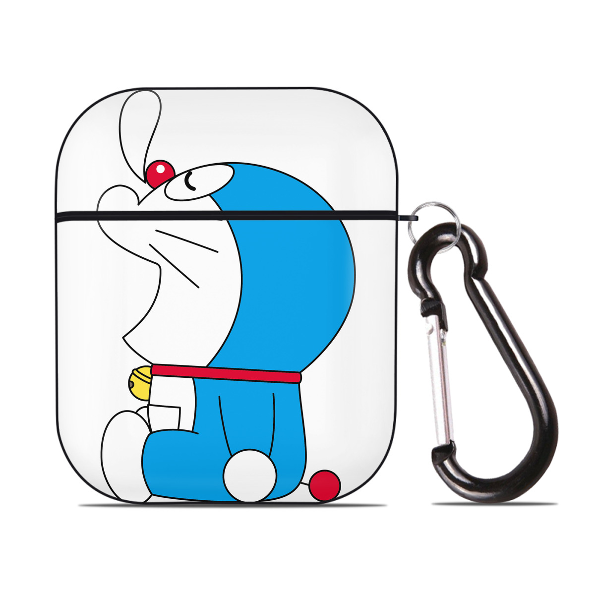 （画像用） ドラえもん Doraemon AirPods 第2世代保護ケース ハードシェル ブラック 耐衝撃・防指紋・カラビナ付き