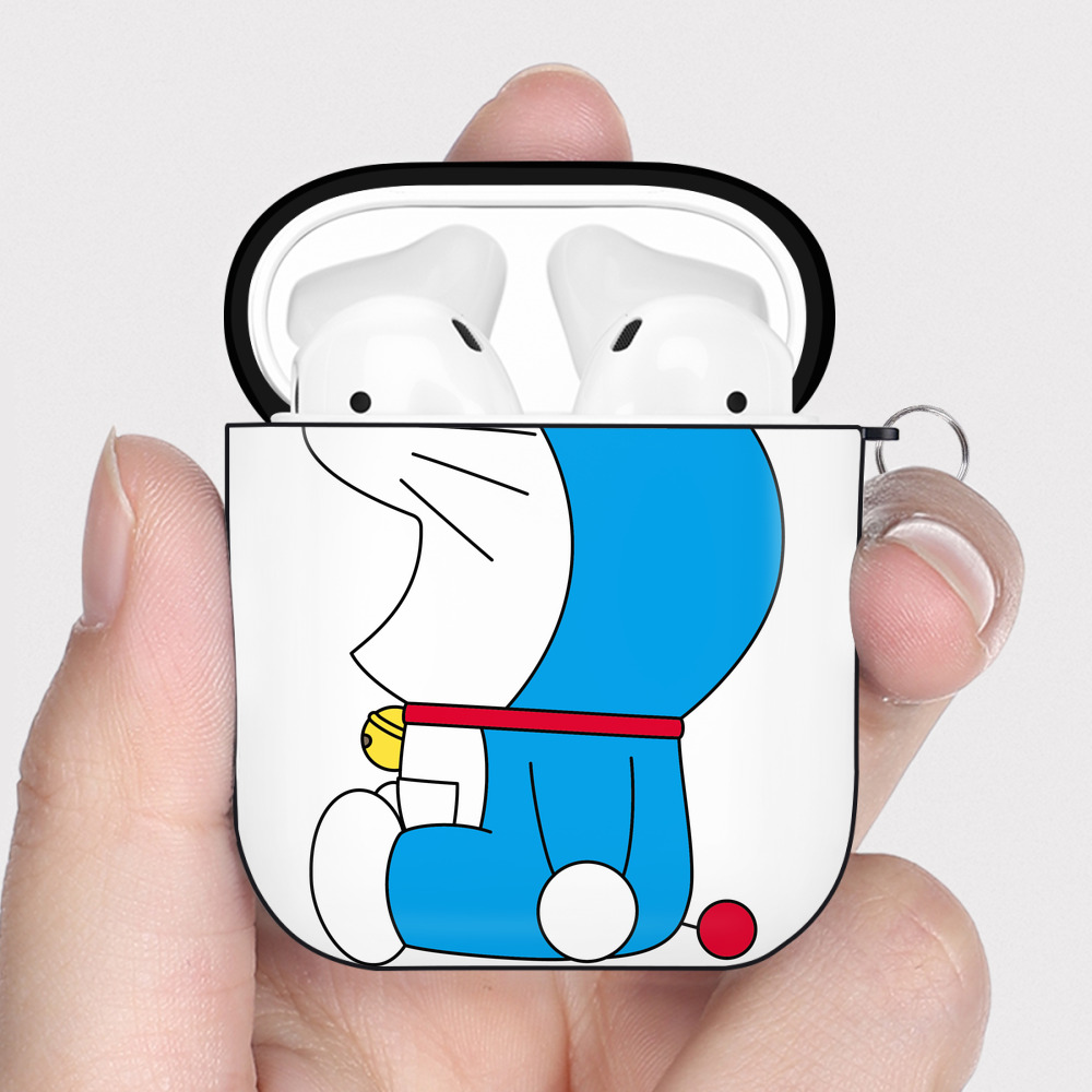 （画像用） ドラえもん Doraemon AirPods 第2世代保護ケース ハードシェル ブラック 耐衝撃・防指紋・カラビナ付き