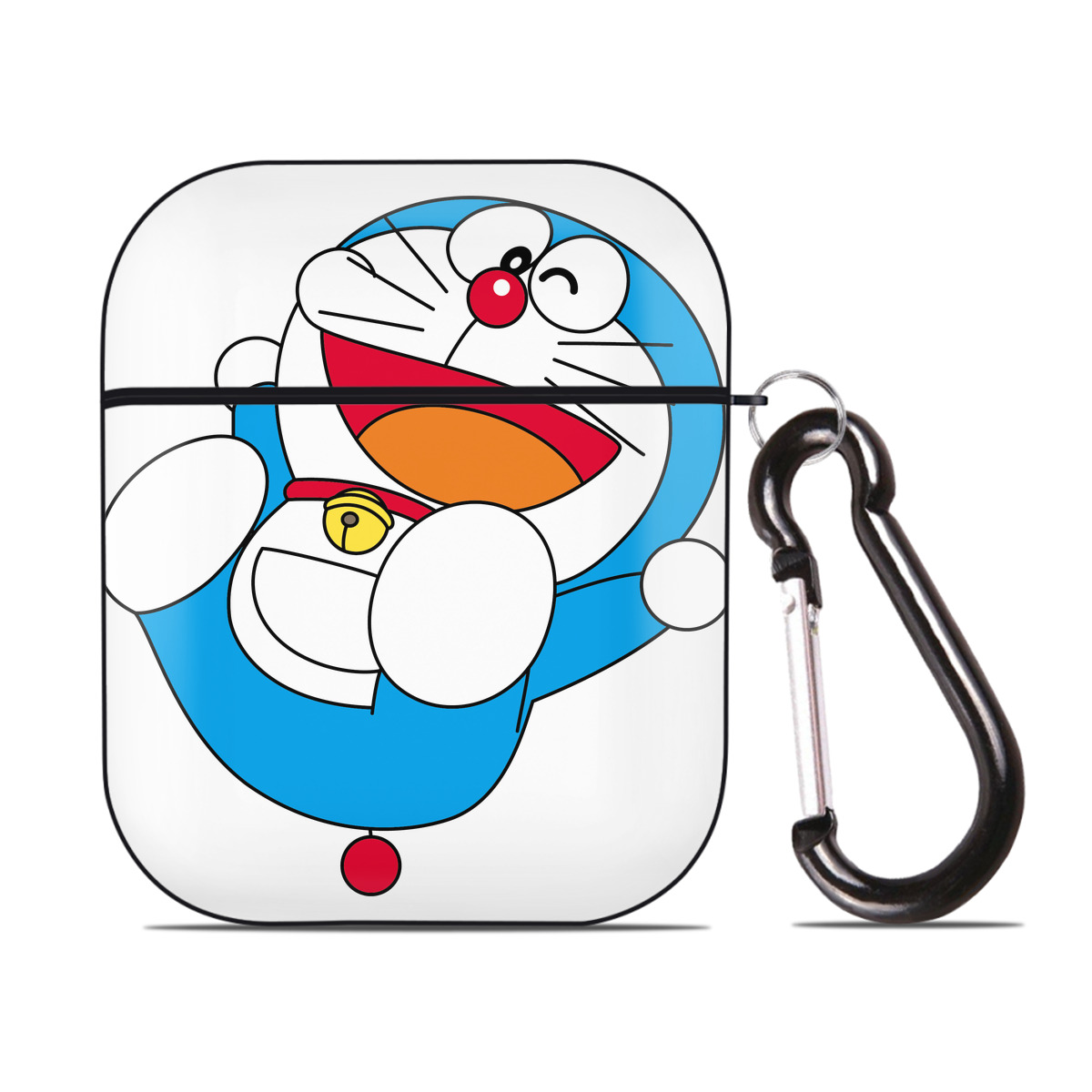 （画像用） ドラえもん Doraemon AirPods 第2世代保護ケース ハードシェル ブラック 耐衝撃・防指紋・カラビナ付き