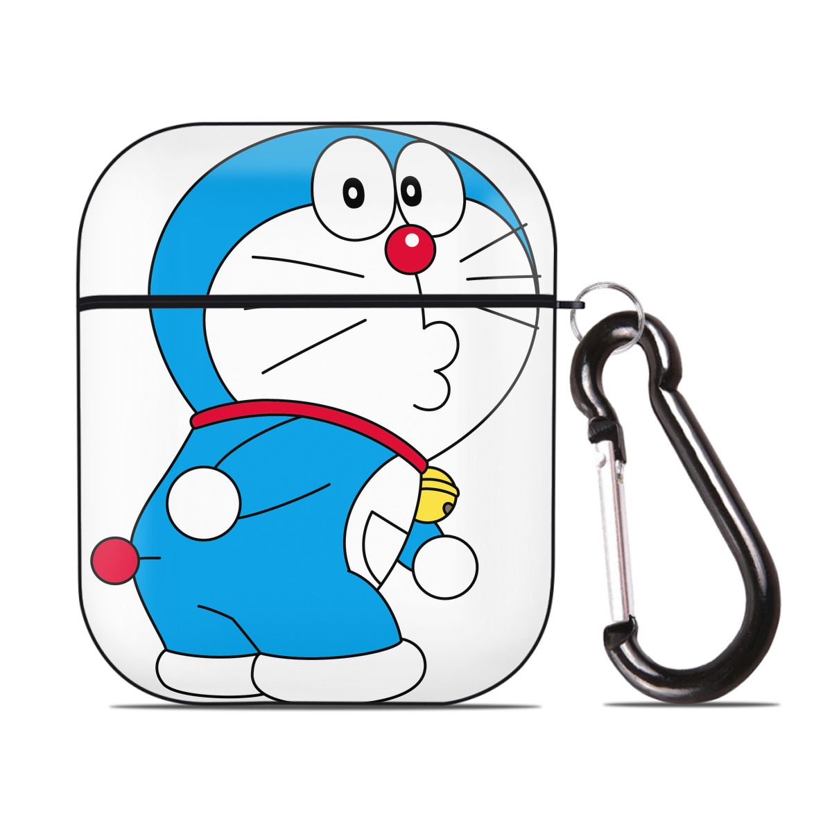 （画像用） ドラえもん Doraemon AirPods 第2世代保護ケース ハードシェル ブラック 耐衝撃・防指紋・カラビナ付き