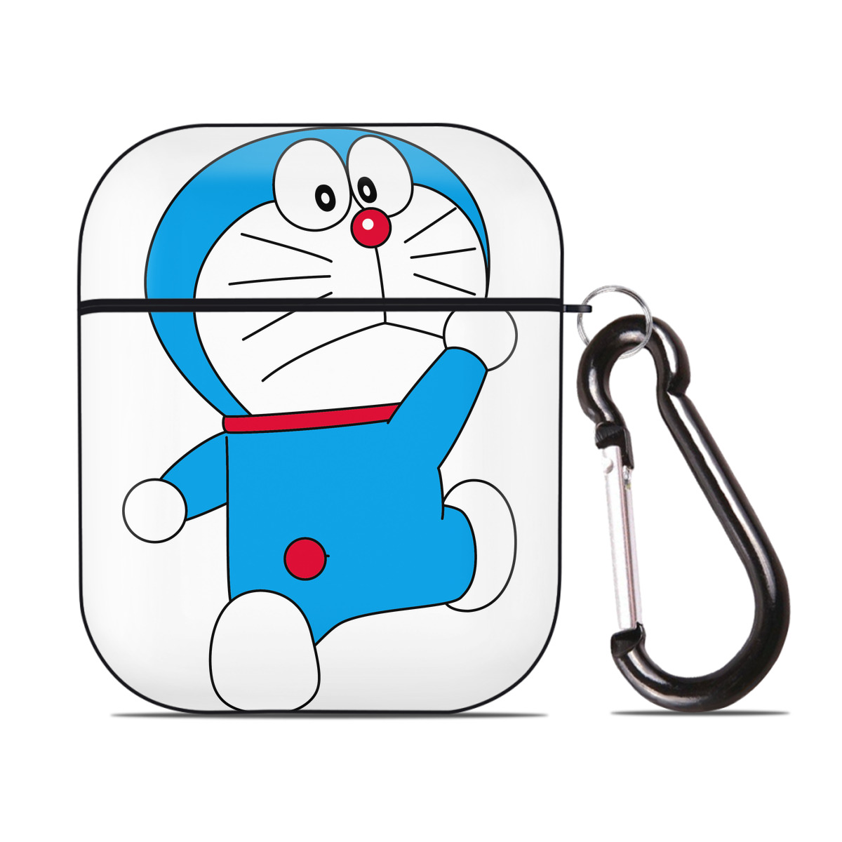 （画像用） ドラえもん Doraemon AirPods 第2世代保護ケース ハードシェル ブラック 耐衝撃・防指紋・カラビナ付き