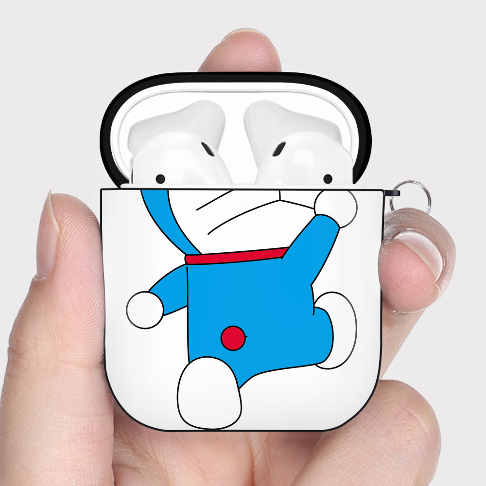 （画像用） ドラえもん Doraemon AirPods 第2世代保護ケース ハードシェル ブラック 耐衝撃・防指紋・カラビナ付き