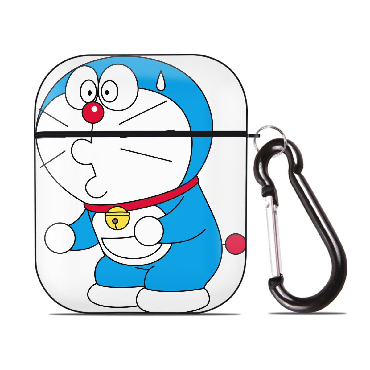 （画像用） ドラえもん Doraemon AirPods 第2世代保護ケース ハードシェル ブラック 耐衝撃・防指紋・カラビナ付き