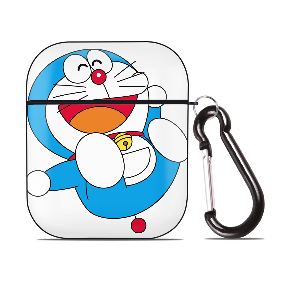 （画像用） ドラえもん Doraemon AirPods 第2世代保護ケース ハードシェル ブラック 耐衝撃・防指紋・カラビナ付き