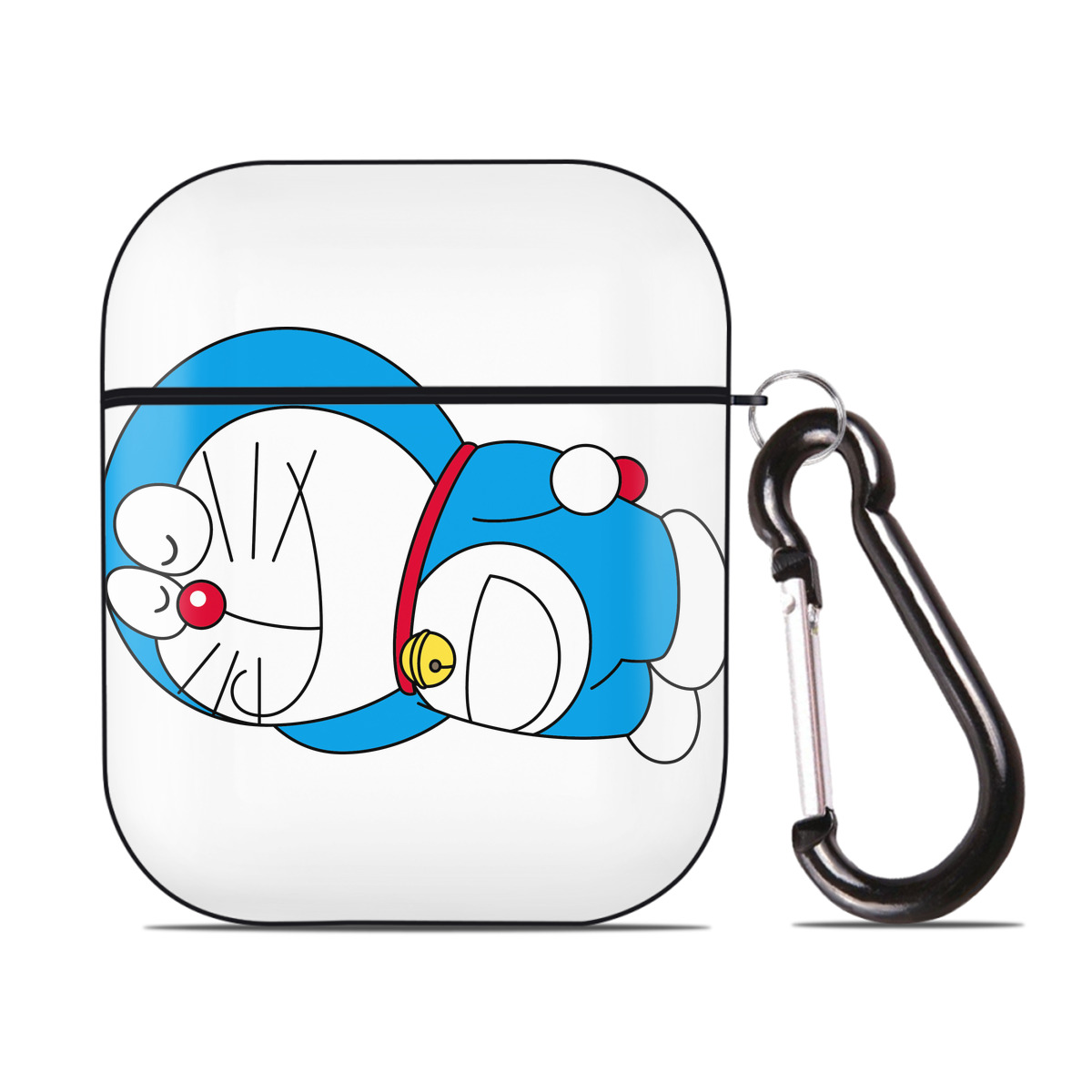 （画像用） ドラえもん Doraemon AirPods 第2世代保護ケース ハードシェル ブラック 耐衝撃・防指紋・カラビナ付き