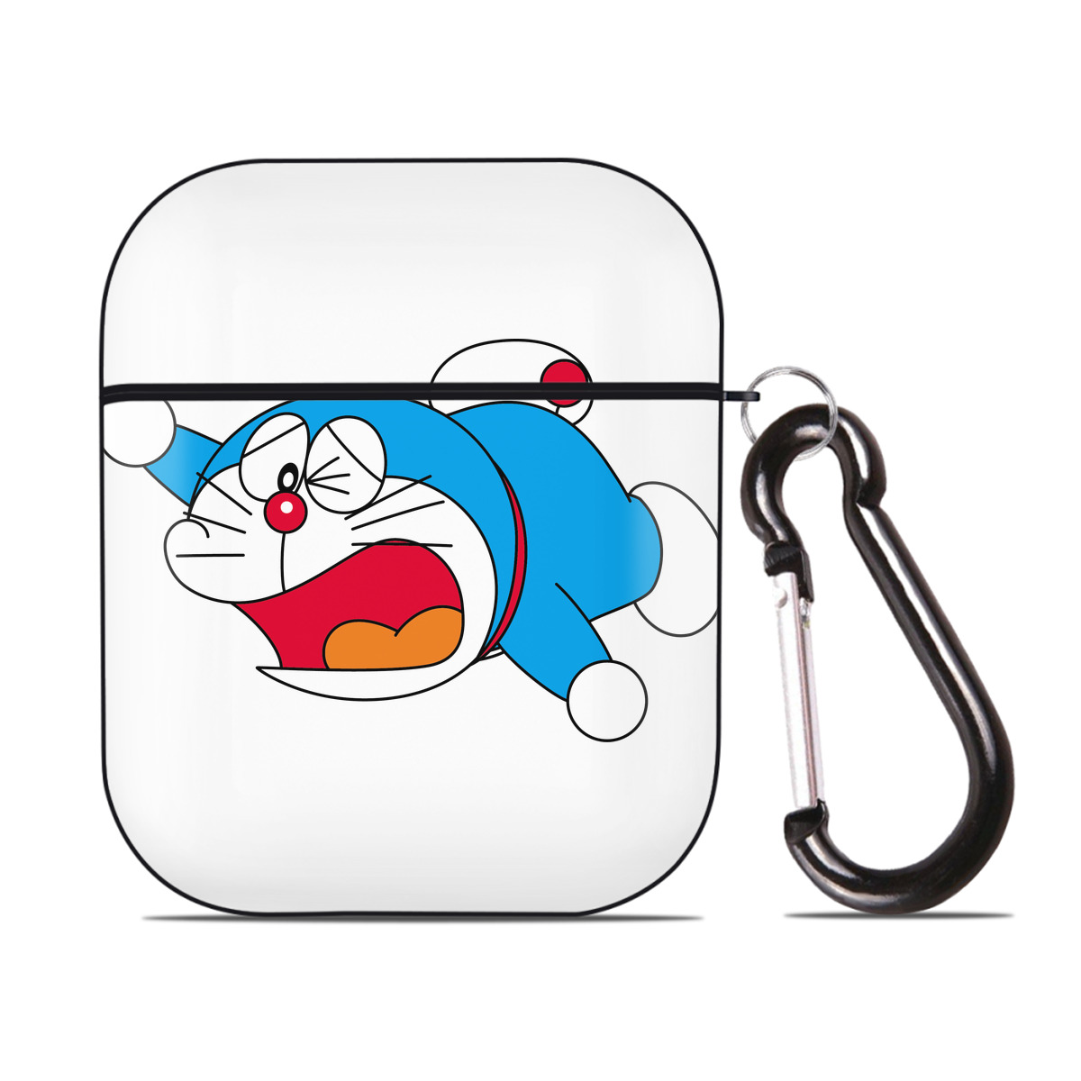 （画像用） ドラえもん Doraemon AirPods 第2世代保護ケース ハードシェル ブラック 耐衝撃・防指紋・カラビナ付き
