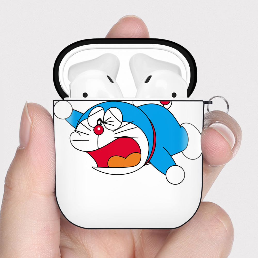 （画像用） ドラえもん Doraemon AirPods 第2世代保護ケース ハードシェル ブラック 耐衝撃・防指紋・カラビナ付き