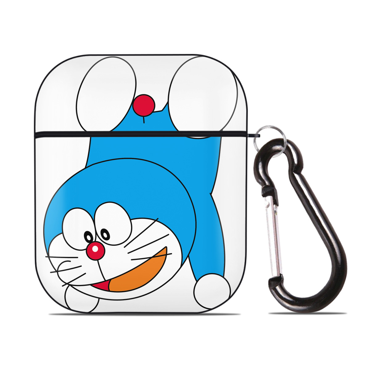 （画像用） ドラえもん Doraemon AirPods 第2世代保護ケース ハードシェル ブラック 耐衝撃・防指紋・カラビナ付き