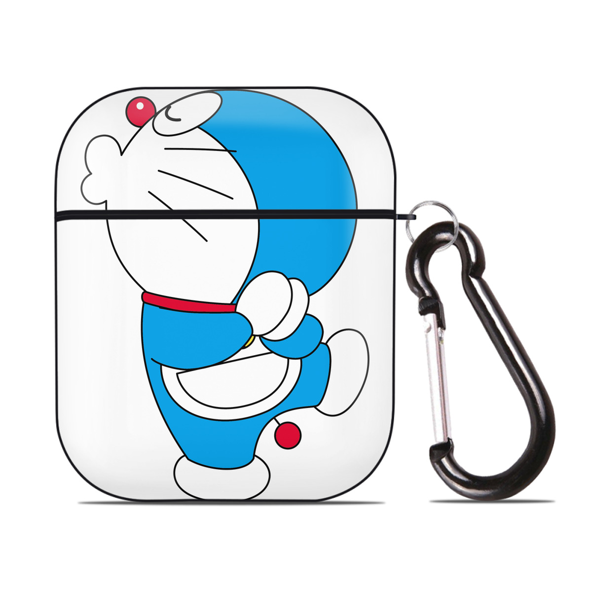 （画像用） ドラえもん Doraemon AirPods 第2世代保護ケース ハードシェル ブラック 耐衝撃・防指紋・カラビナ付き