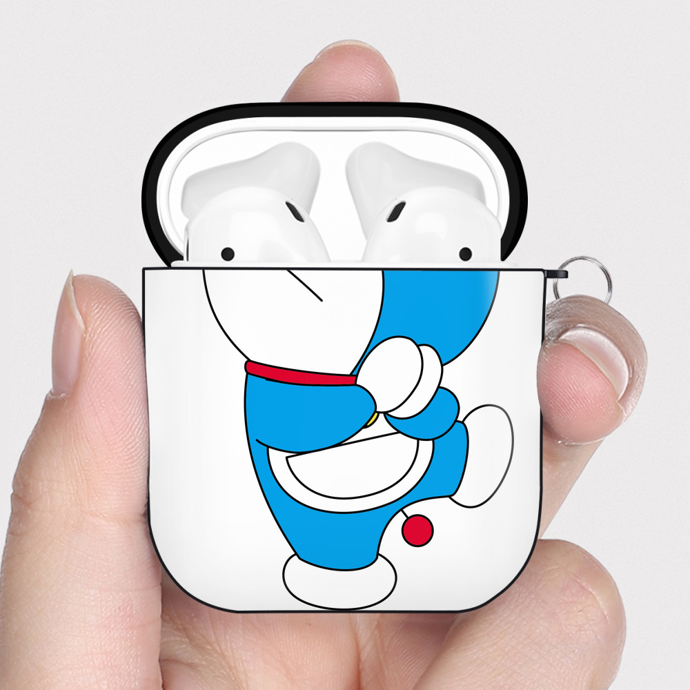 （画像用） ドラえもん Doraemon AirPods 第2世代保護ケース ハードシェル ブラック 耐衝撃・防指紋・カラビナ付き