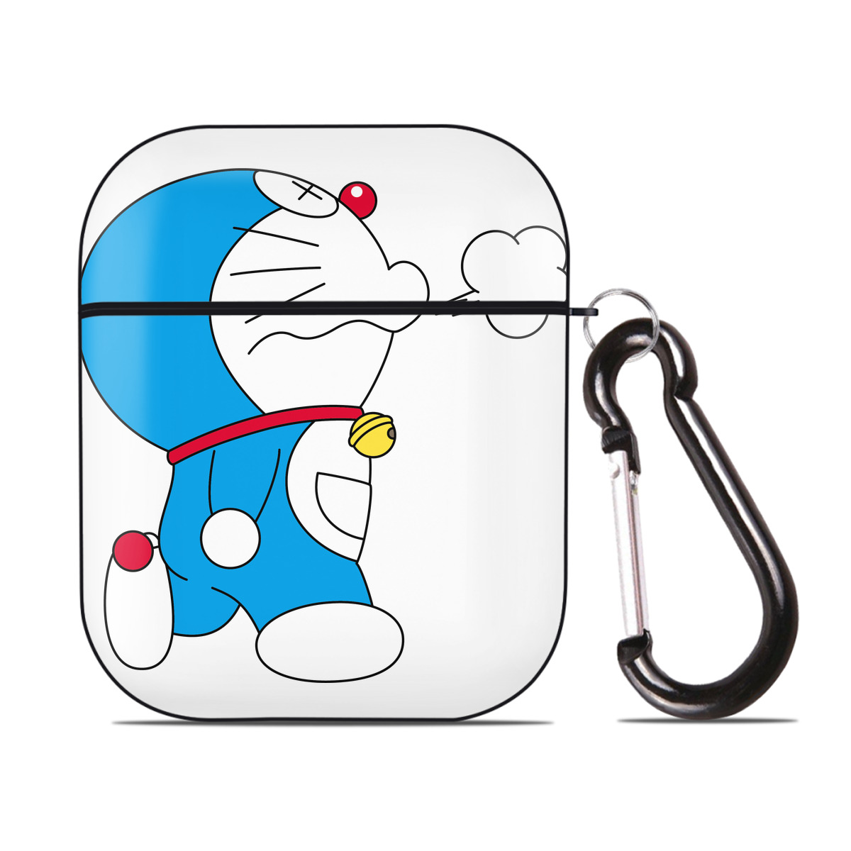 （画像用） ドラえもん Doraemon AirPods 第2世代保護ケース ハードシェル ブラック 耐衝撃・防指紋・カラビナ付き