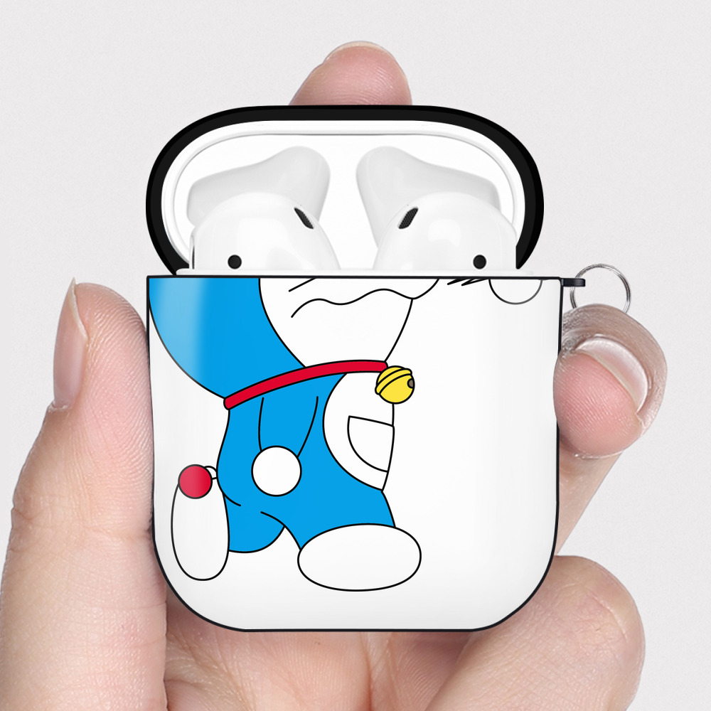 （画像用） ドラえもん Doraemon AirPods 第2世代保護ケース ハードシェル ブラック 耐衝撃・防指紋・カラビナ付き