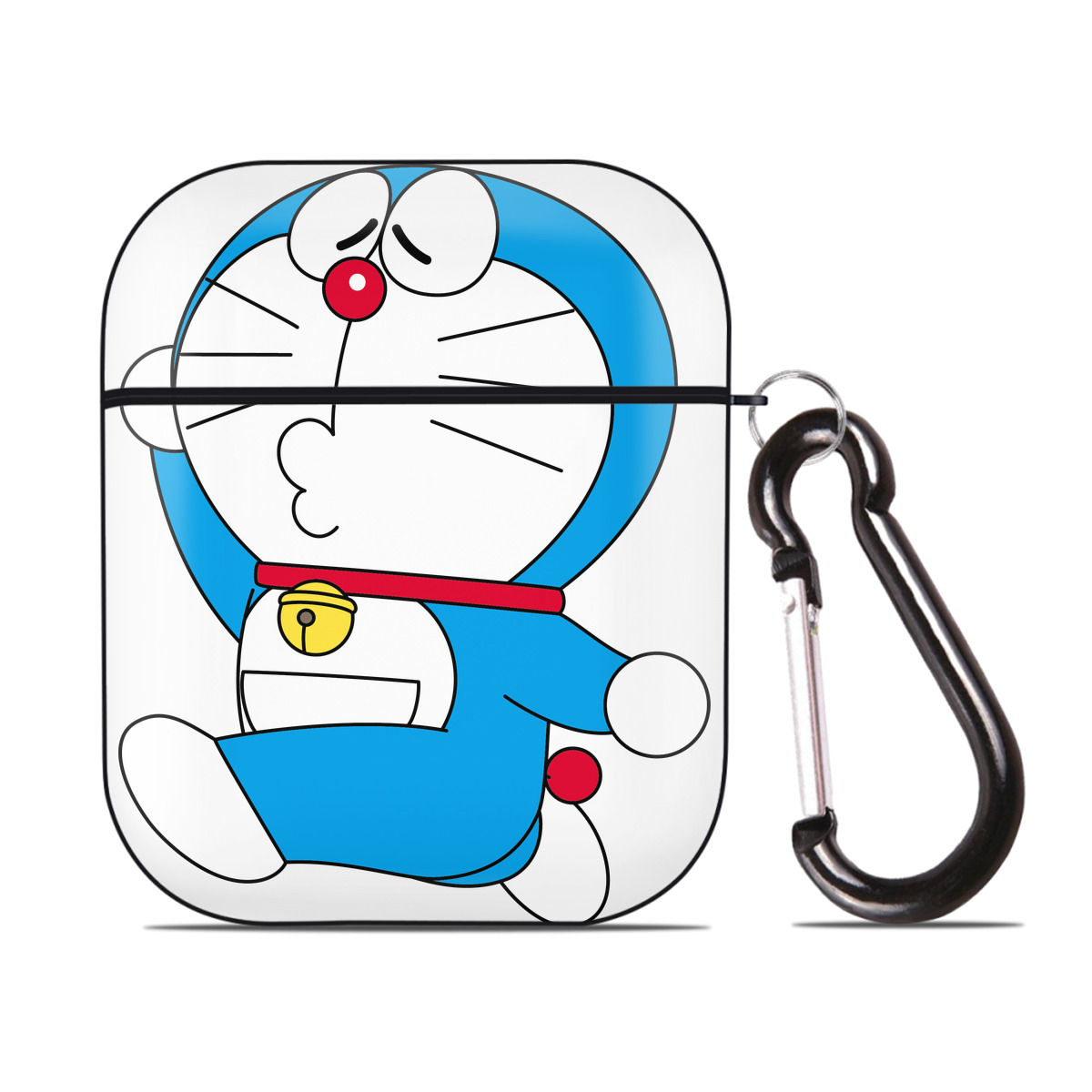 （画像用） ドラえもん Doraemon AirPods 第2世代保護ケース ハードシェル ブラック 耐衝撃・防指紋・カラビナ付き