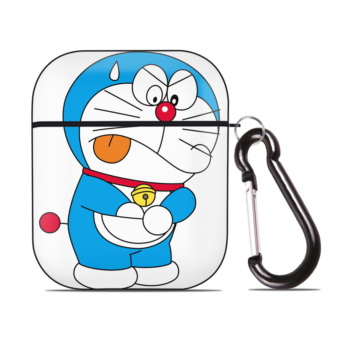 （画像用） ドラえもん Doraemon AirPods 第2世代保護ケース ハードシェル ブラック 耐衝撃・防指紋・カラビナ付き