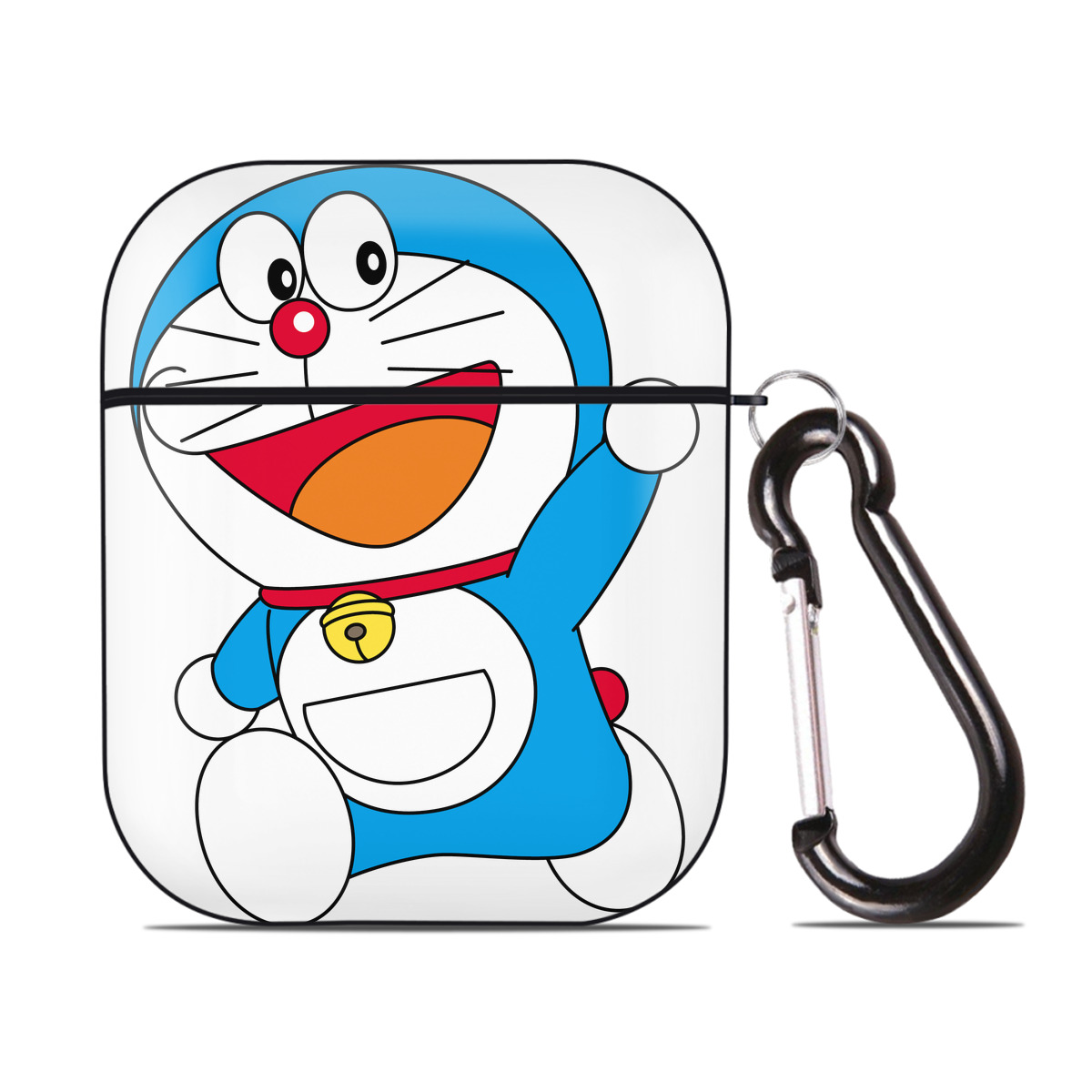 （画像用） ドラえもん Doraemon AirPods 第2世代保護ケース ハードシェル ブラック 耐衝撃・防指紋・カラビナ付き