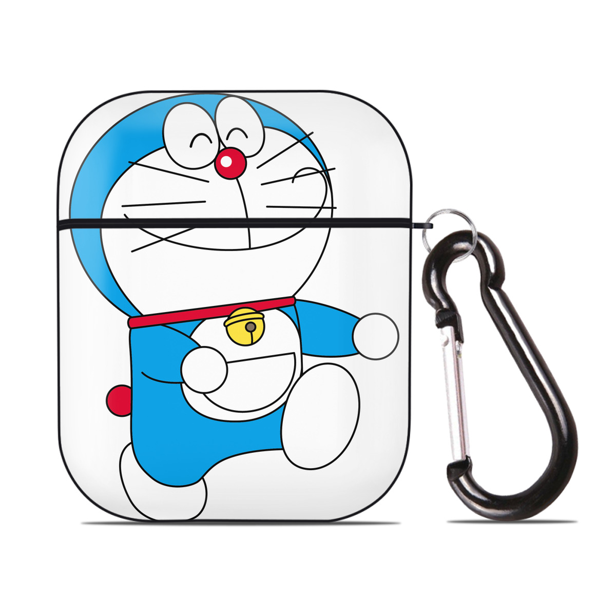 （画像用） ドラえもん Doraemon AirPods 第2世代保護ケース ハードシェル ブラック 耐衝撃・防指紋・カラビナ付き