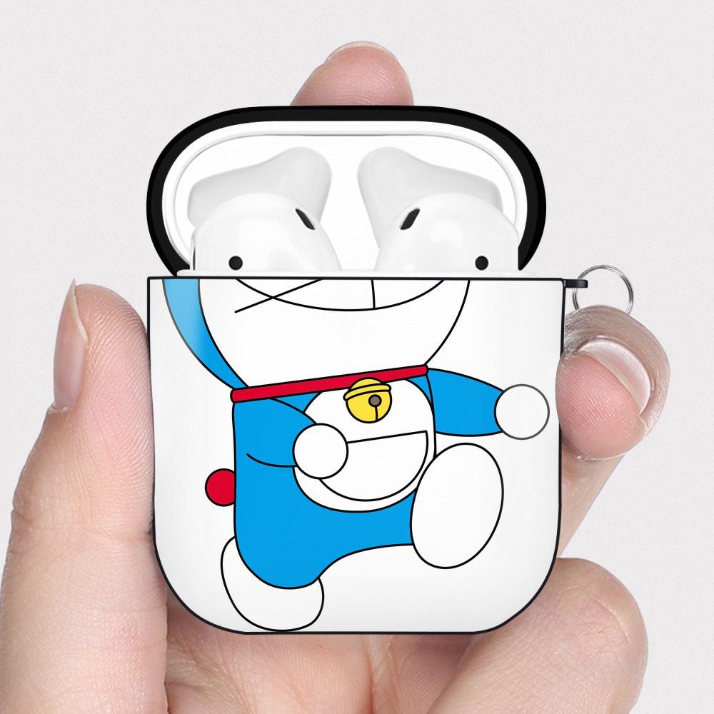 （画像用） ドラえもん Doraemon AirPods 第2世代保護ケース ハードシェル ブラック 耐衝撃・防指紋・カラビナ付き
