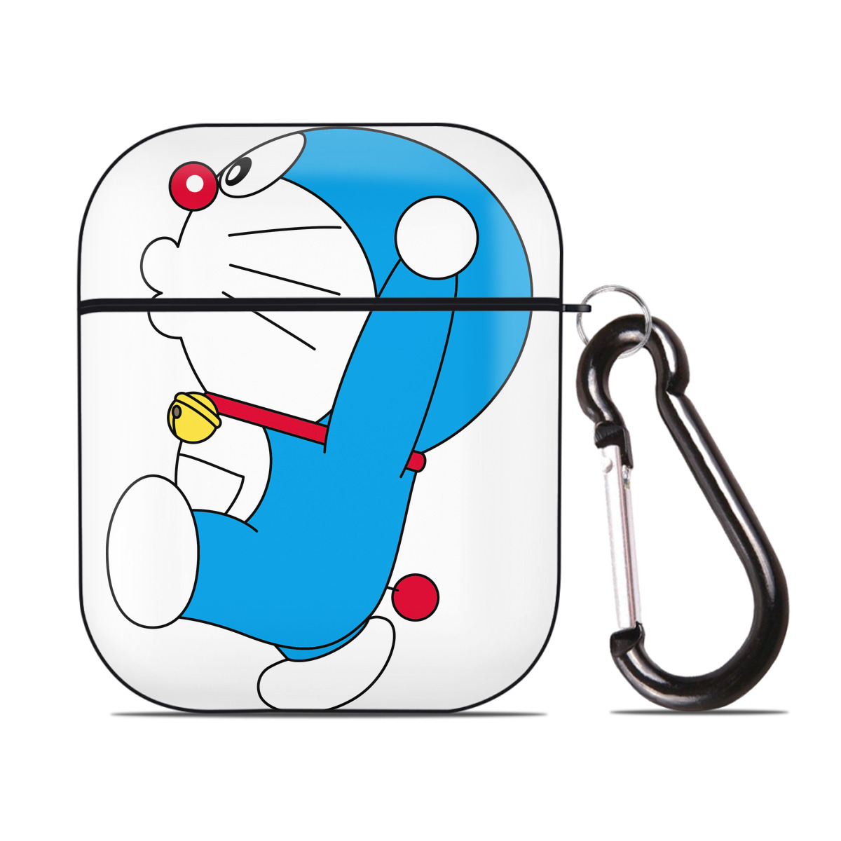 （画像用） ドラえもん Doraemon AirPods 第2世代保護ケース ハードシェル ブラック 耐衝撃・防指紋・カラビナ付き