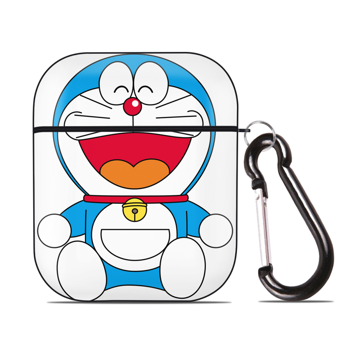 （画像用） ドラえもん Doraemon AirPods 第2世代保護ケース ハードシェル ブラック 耐衝撃・防指紋・カラビナ付き