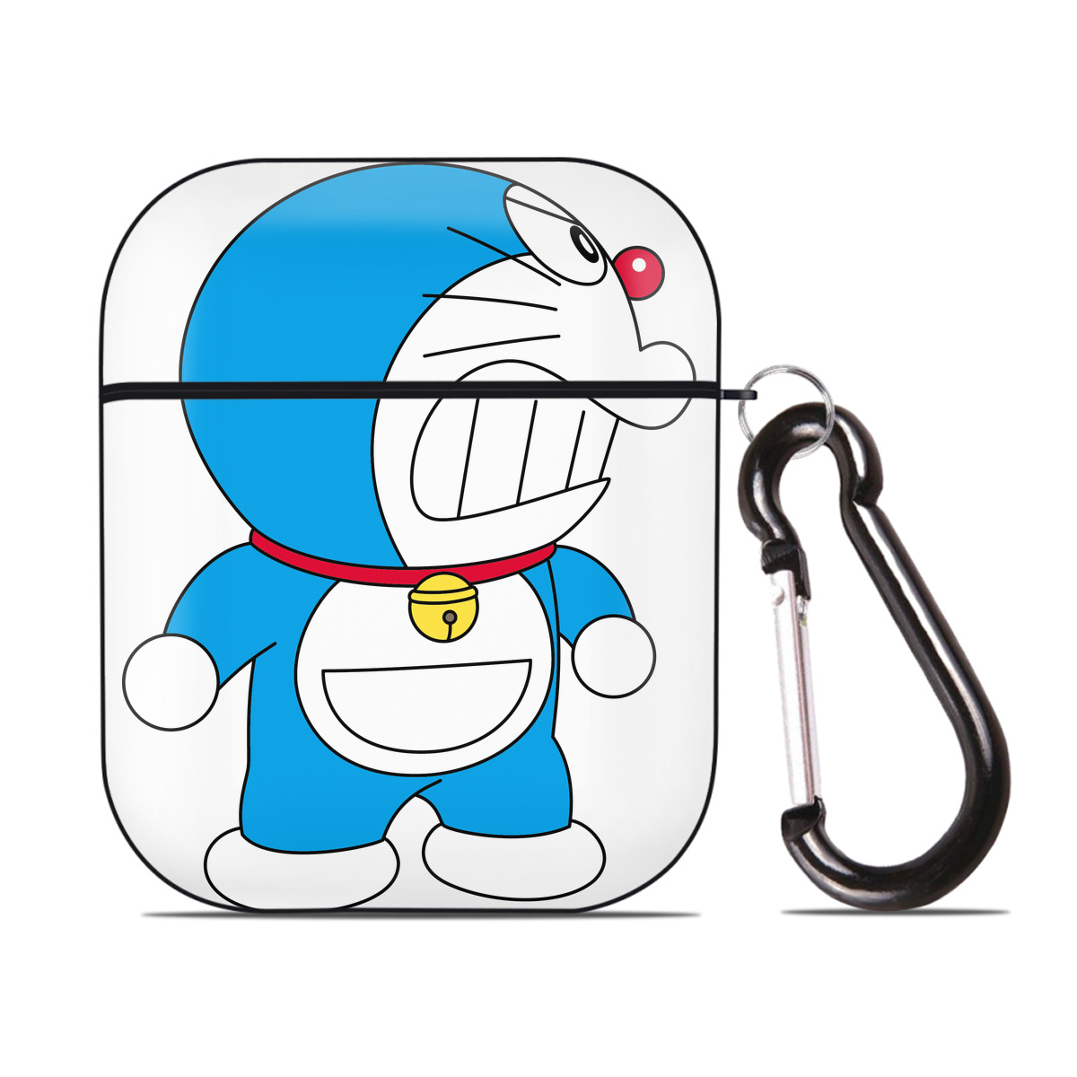（画像用） ドラえもん Doraemon AirPods 第2世代保護ケース ハードシェル ブラック 耐衝撃・防指紋・カラビナ付き