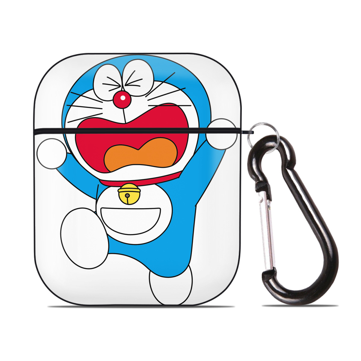 （画像用） ドラえもん Doraemon AirPods 第2世代保護ケース ハードシェル ブラック 耐衝撃・防指紋・カラビナ付き