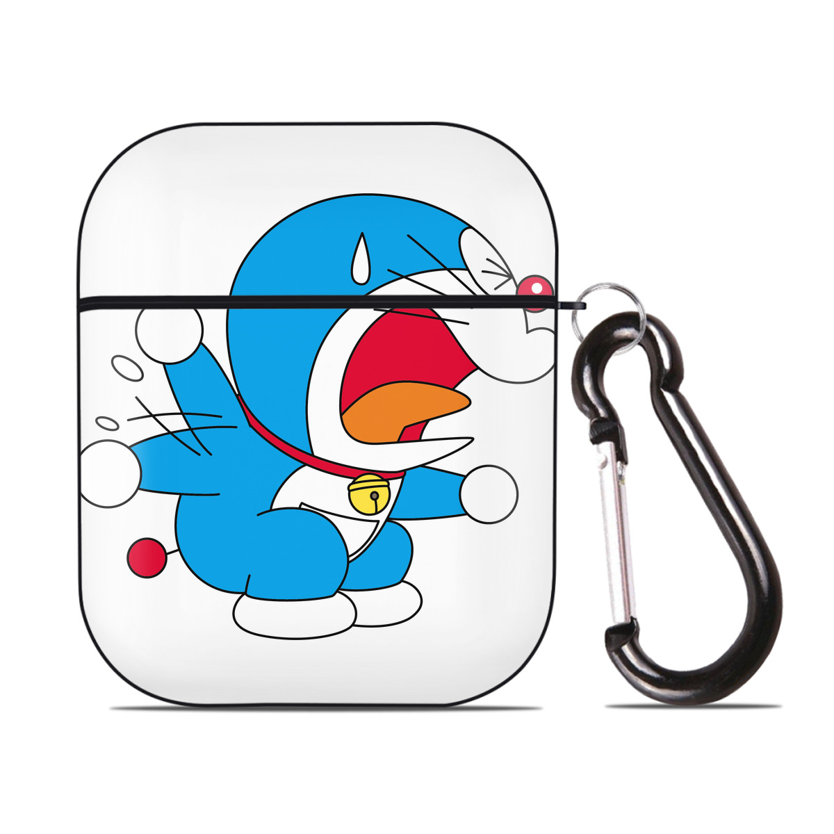 （画像用） ドラえもん Doraemon AirPods 第2世代保護ケース ハードシェル ブラック 耐衝撃・防指紋・カラビナ付き