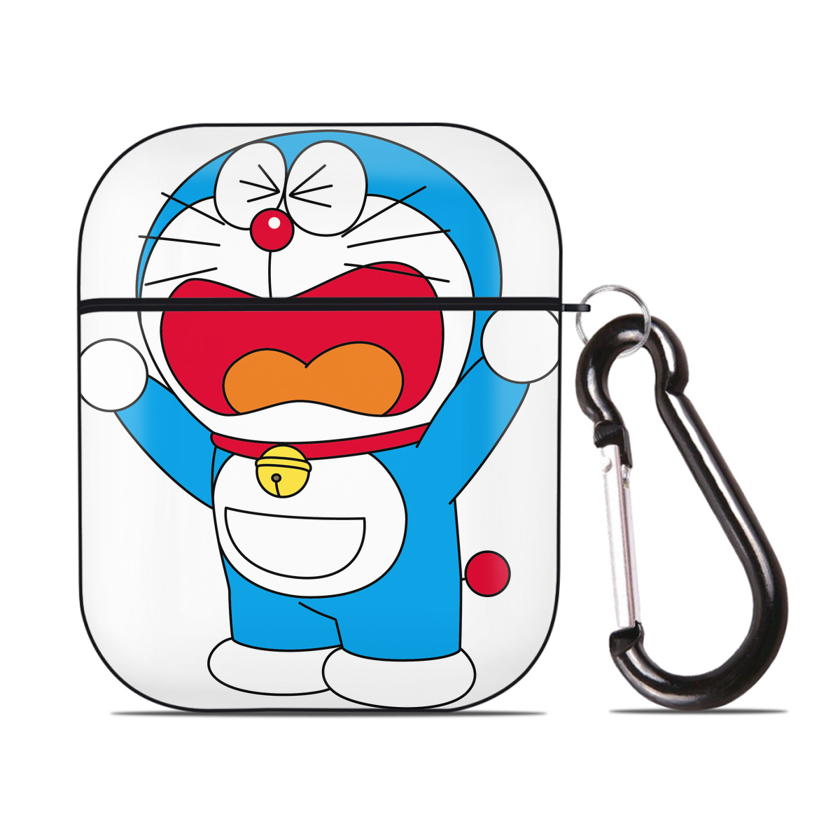 （画像用） ドラえもん Doraemon AirPods 第2世代保護ケース ハードシェル ブラック 耐衝撃・防指紋・カラビナ付き