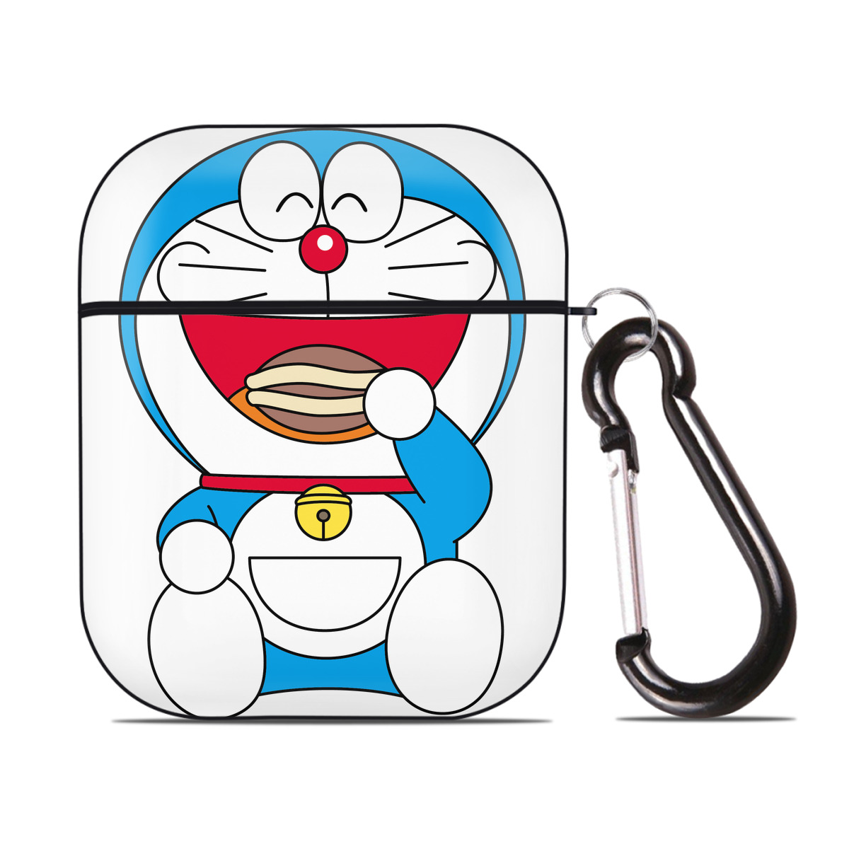 （画像用） ドラえもん Doraemon AirPods 第2世代保護ケース ハードシェル ブラック 耐衝撃・防指紋・カラビナ付き
