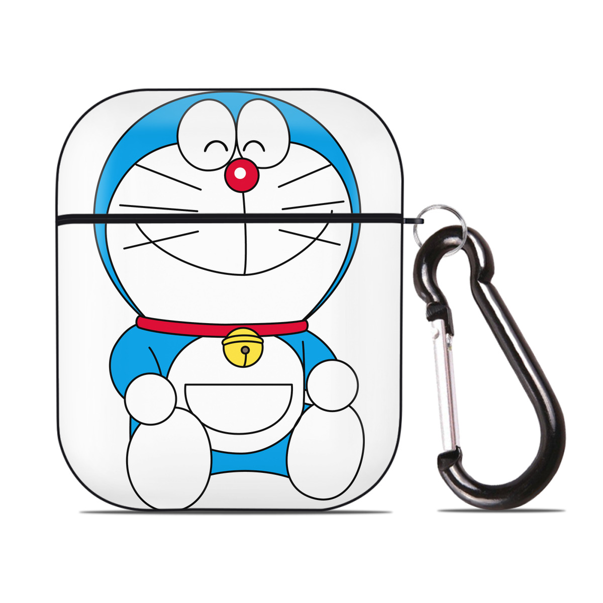 （画像用） ドラえもん Doraemon AirPods 第2世代保護ケース ハードシェル ブラック 耐衝撃・防指紋・カラビナ付き