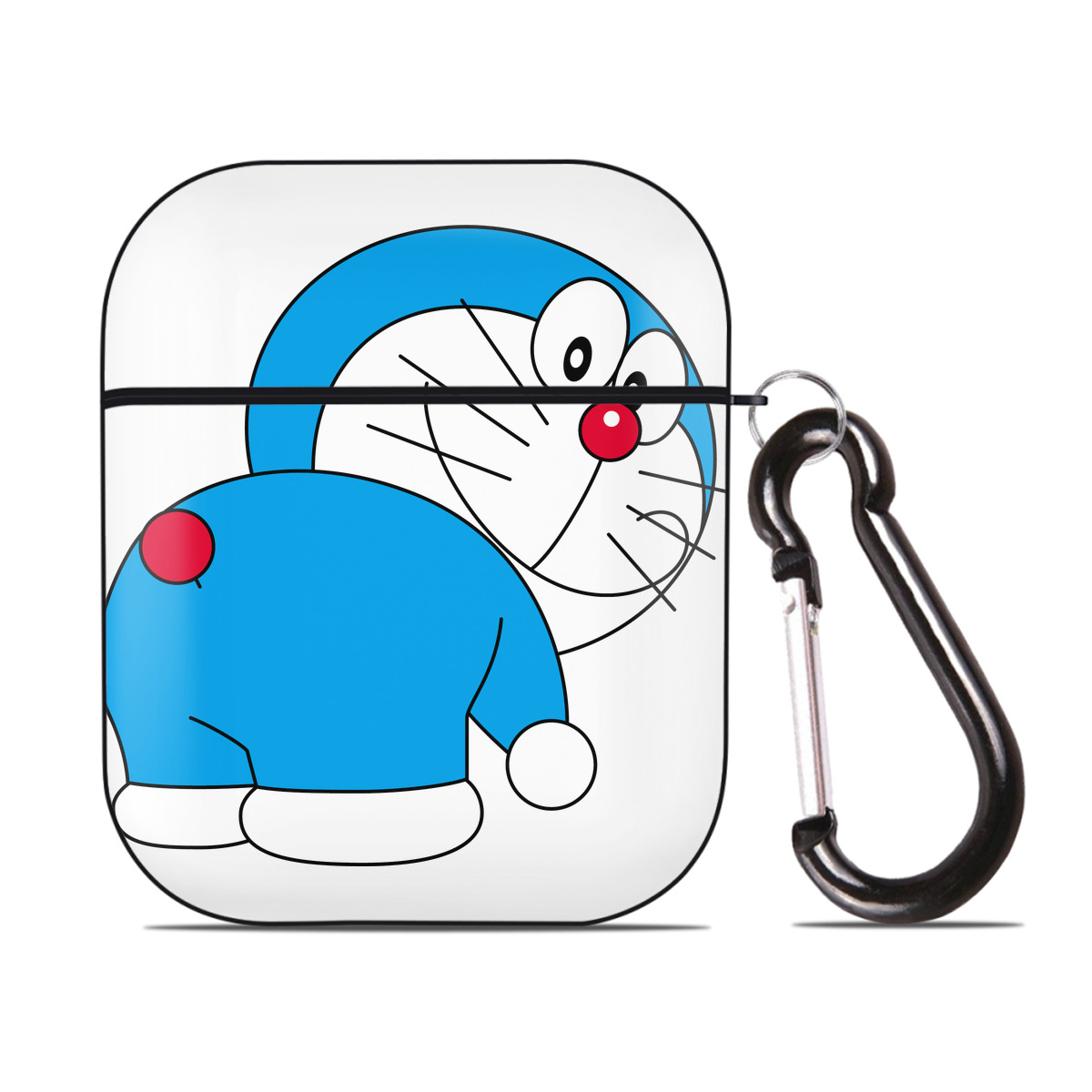 （画像用） ドラえもん Doraemon AirPods 第2世代保護ケース ハードシェル ブラック 耐衝撃・防指紋・カラビナ付き