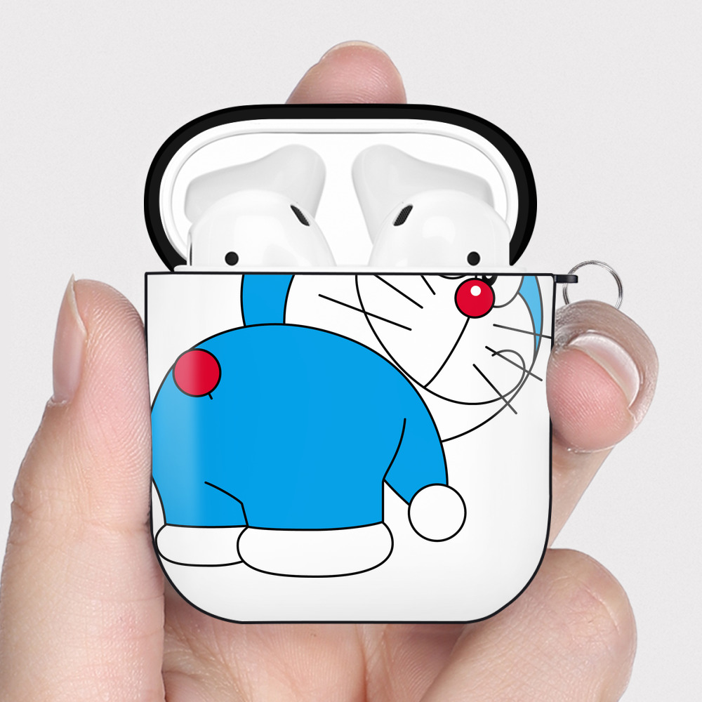 （画像用） ドラえもん Doraemon AirPods 第2世代保護ケース ハードシェル ブラック 耐衝撃・防指紋・カラビナ付き