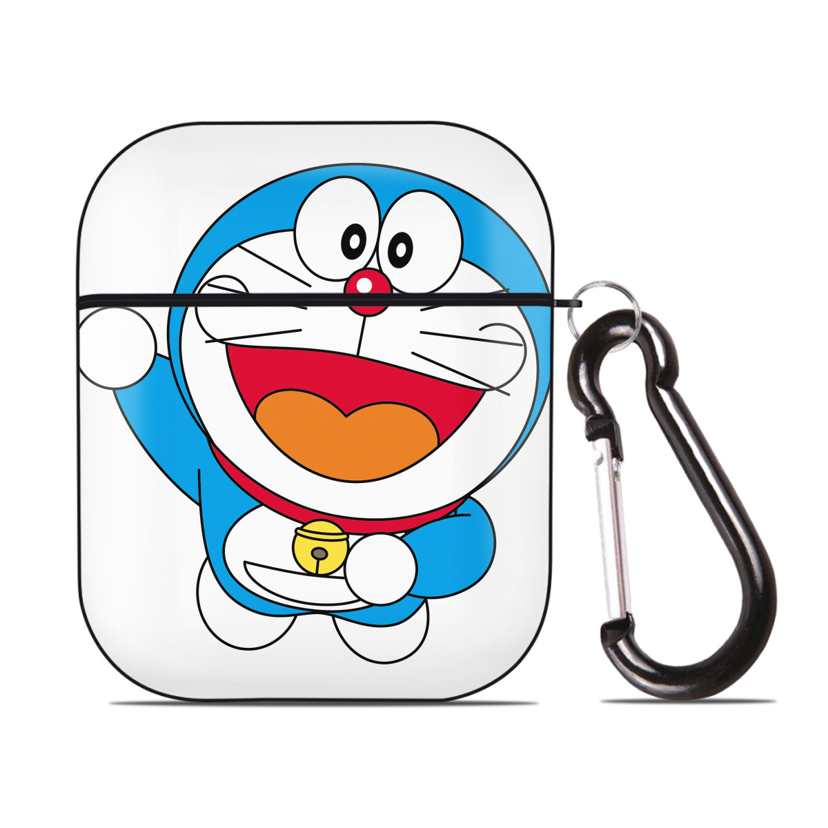 （画像用） ドラえもん Doraemon AirPods 第2世代保護ケース ハードシェル ブラック 耐衝撃・防指紋・カラビナ付き