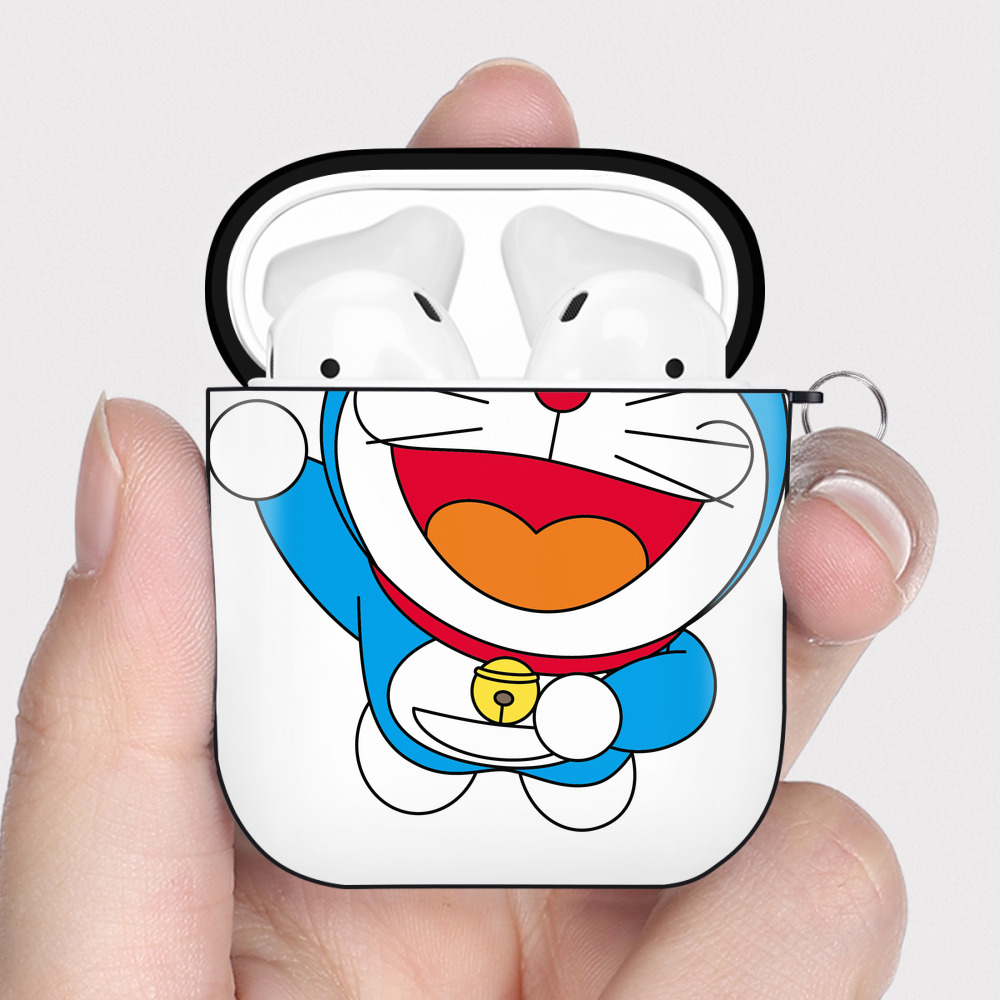 （画像用） ドラえもん Doraemon AirPods 第2世代保護ケース ハードシェル ブラック 耐衝撃・防指紋・カラビナ付き