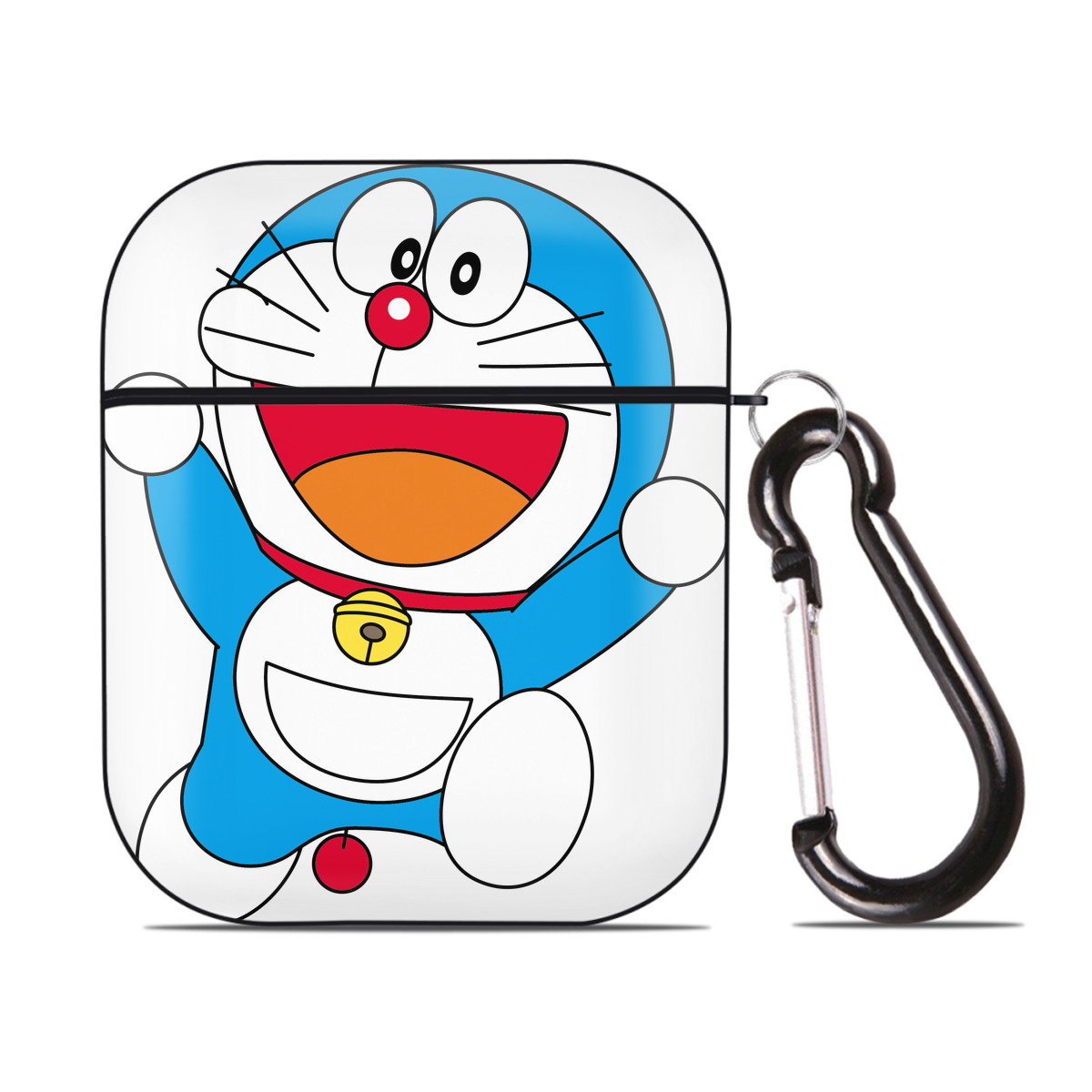 （画像用） ドラえもん Doraemon AirPods 第2世代保護ケース ハードシェル ブラック 耐衝撃・防指紋・カラビナ付き