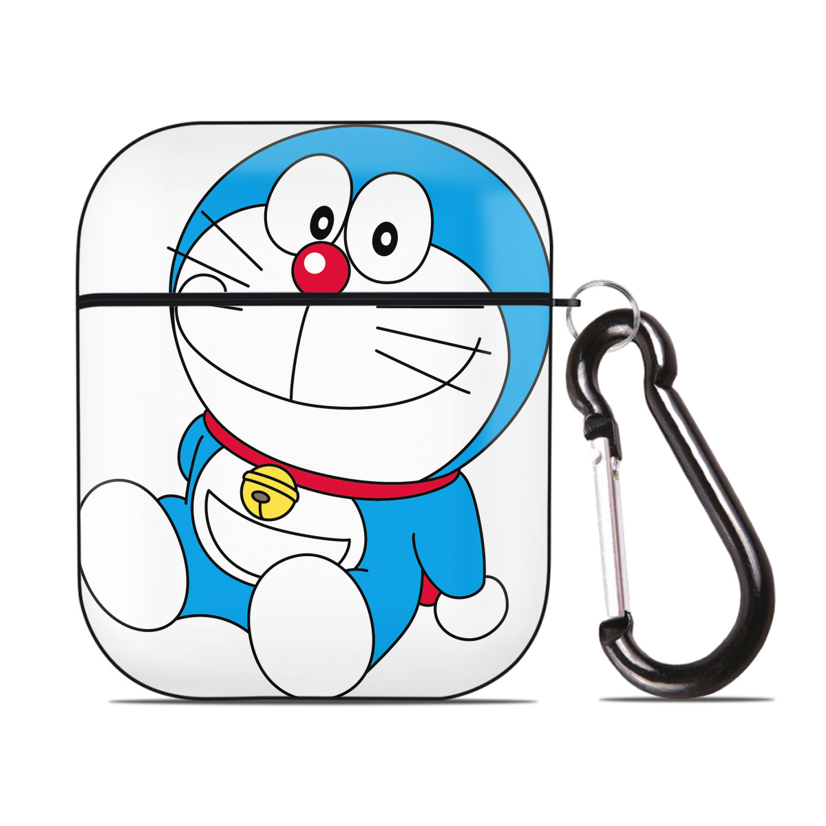 （画像用） ドラえもん Doraemon AirPods 第2世代保護ケース ハードシェル ブラック 耐衝撃・防指紋・カラビナ付き