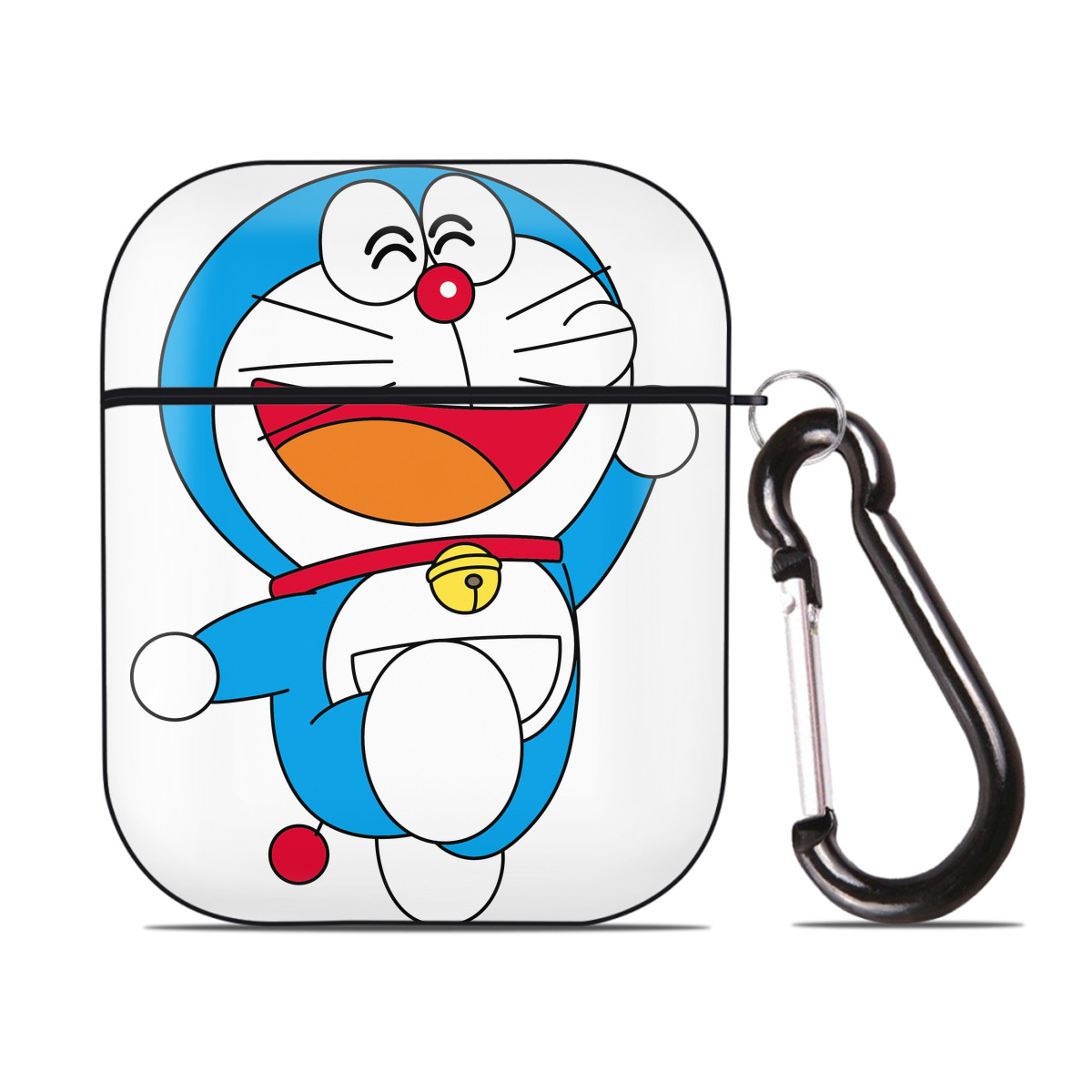 （画像用） ドラえもん Doraemon AirPods 第2世代保護ケース ハードシェル ブラック 耐衝撃・防指紋・カラビナ付き