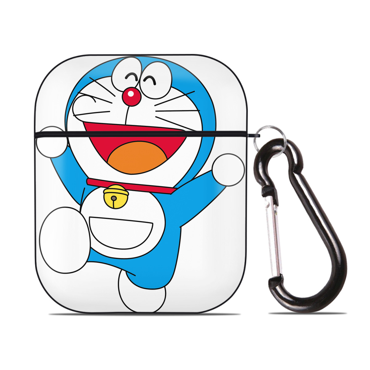 （画像用） ドラえもん Doraemon AirPods 第2世代保護ケース ハードシェル ブラック 耐衝撃・防指紋・カラビナ付き