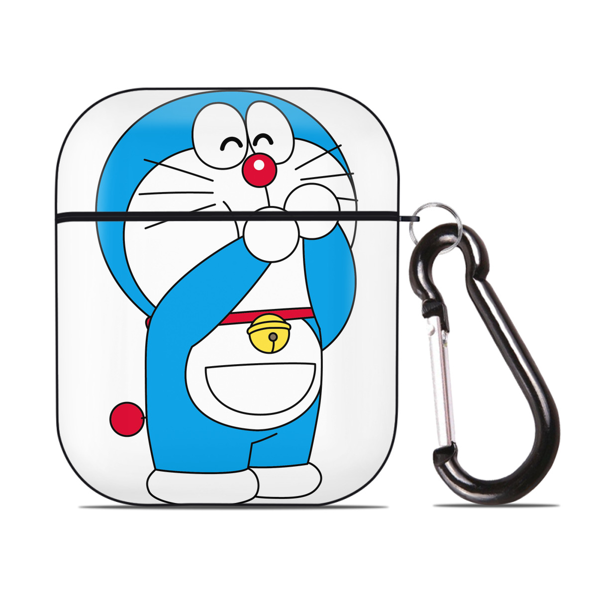 （画像用） ドラえもん Doraemon AirPods 第2世代保護ケース ハードシェル ブラック 耐衝撃・防指紋・カラビナ付き