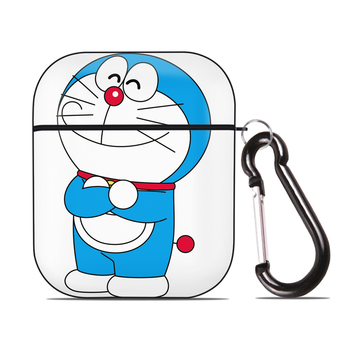 （画像用） ドラえもん Doraemon AirPods 第2世代保護ケース ハードシェル ブラック 耐衝撃・防指紋・カラビナ付き
