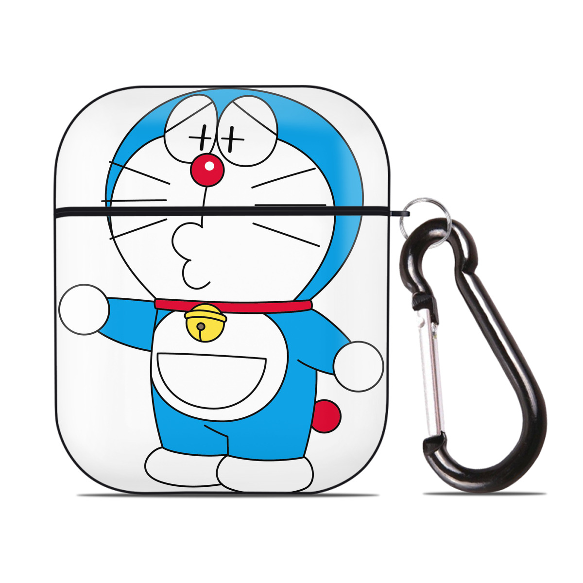 （画像用） ドラえもん Doraemon AirPods 第2世代保護ケース ハードシェル ブラック 耐衝撃・防指紋・カラビナ付き