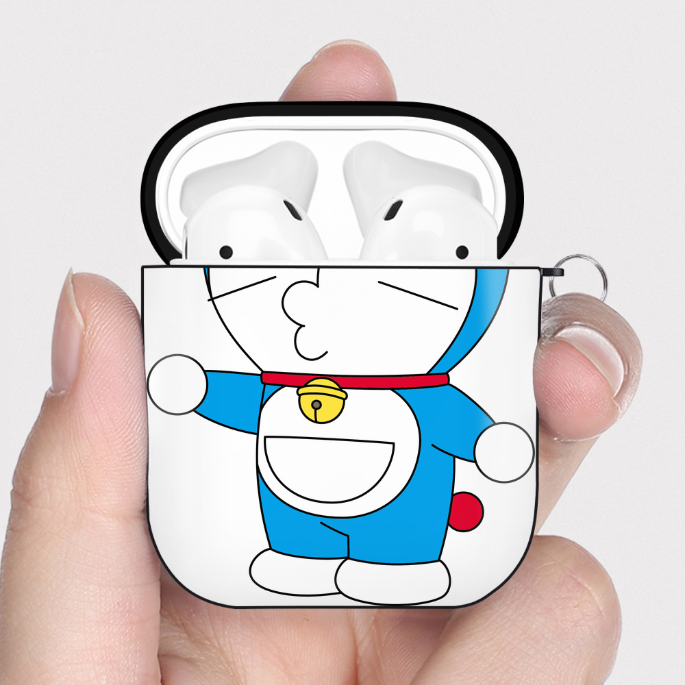 （画像用） ドラえもん Doraemon AirPods 第2世代保護ケース ハードシェル ブラック 耐衝撃・防指紋・カラビナ付き
