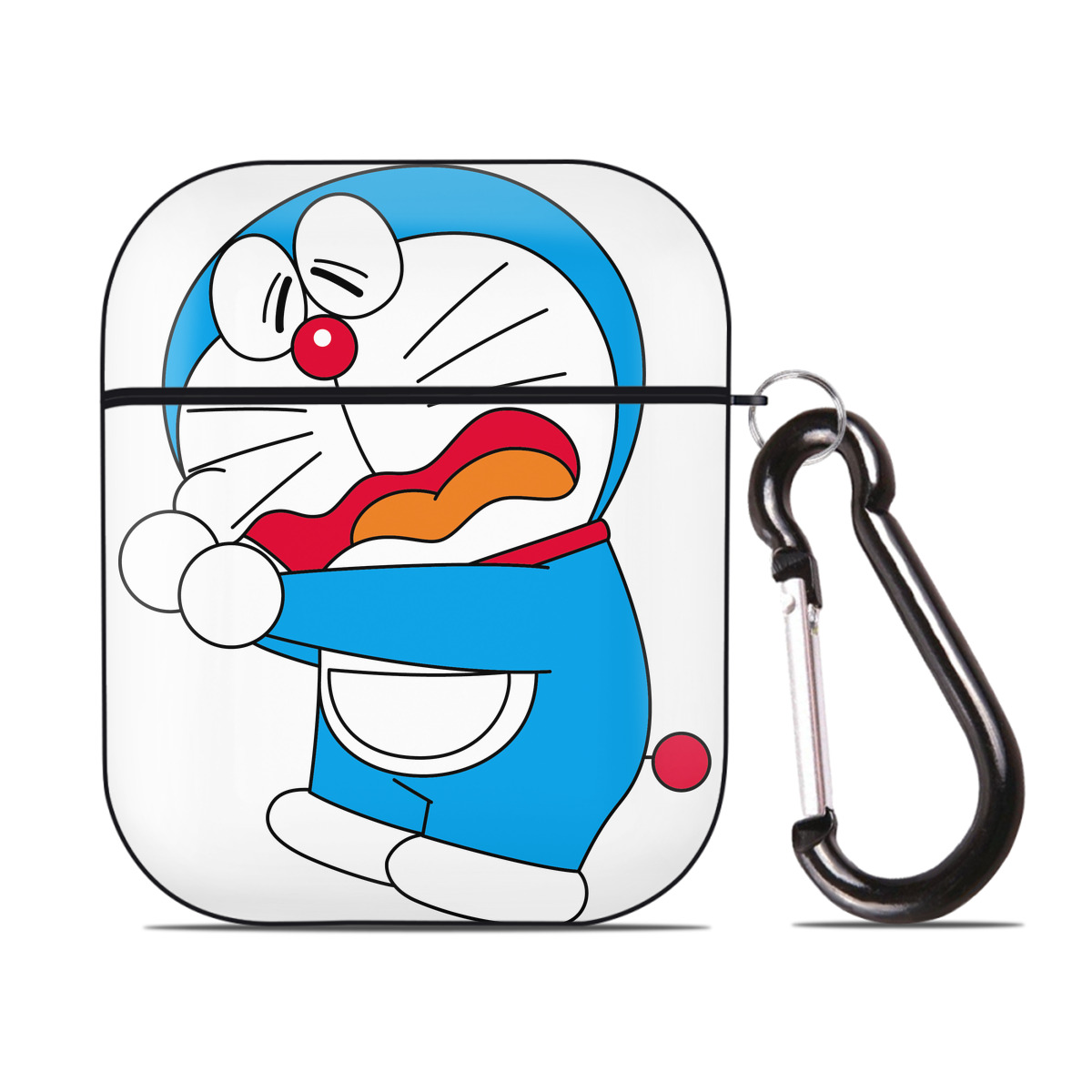 （画像用） ドラえもん Doraemon AirPods 第2世代保護ケース ハードシェル ブラック 耐衝撃・防指紋・カラビナ付き