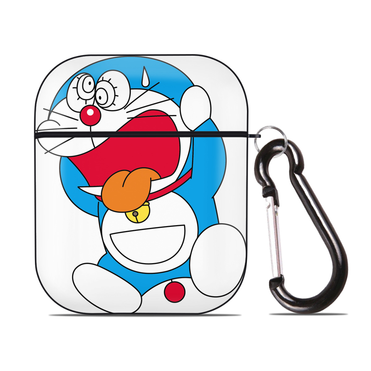 （画像用） ドラえもん Doraemon AirPods 第2世代保護ケース ハードシェル ブラック 耐衝撃・防指紋・カラビナ付き