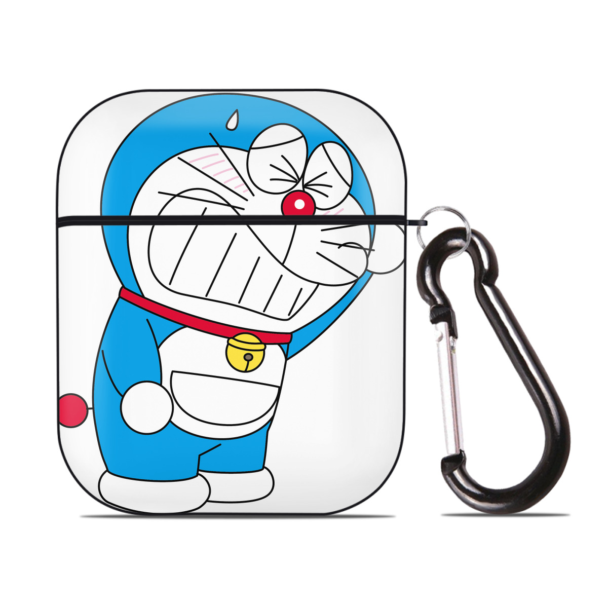 （画像用） ドラえもん Doraemon AirPods 第2世代保護ケース ハードシェル ブラック 耐衝撃・防指紋・カラビナ付き