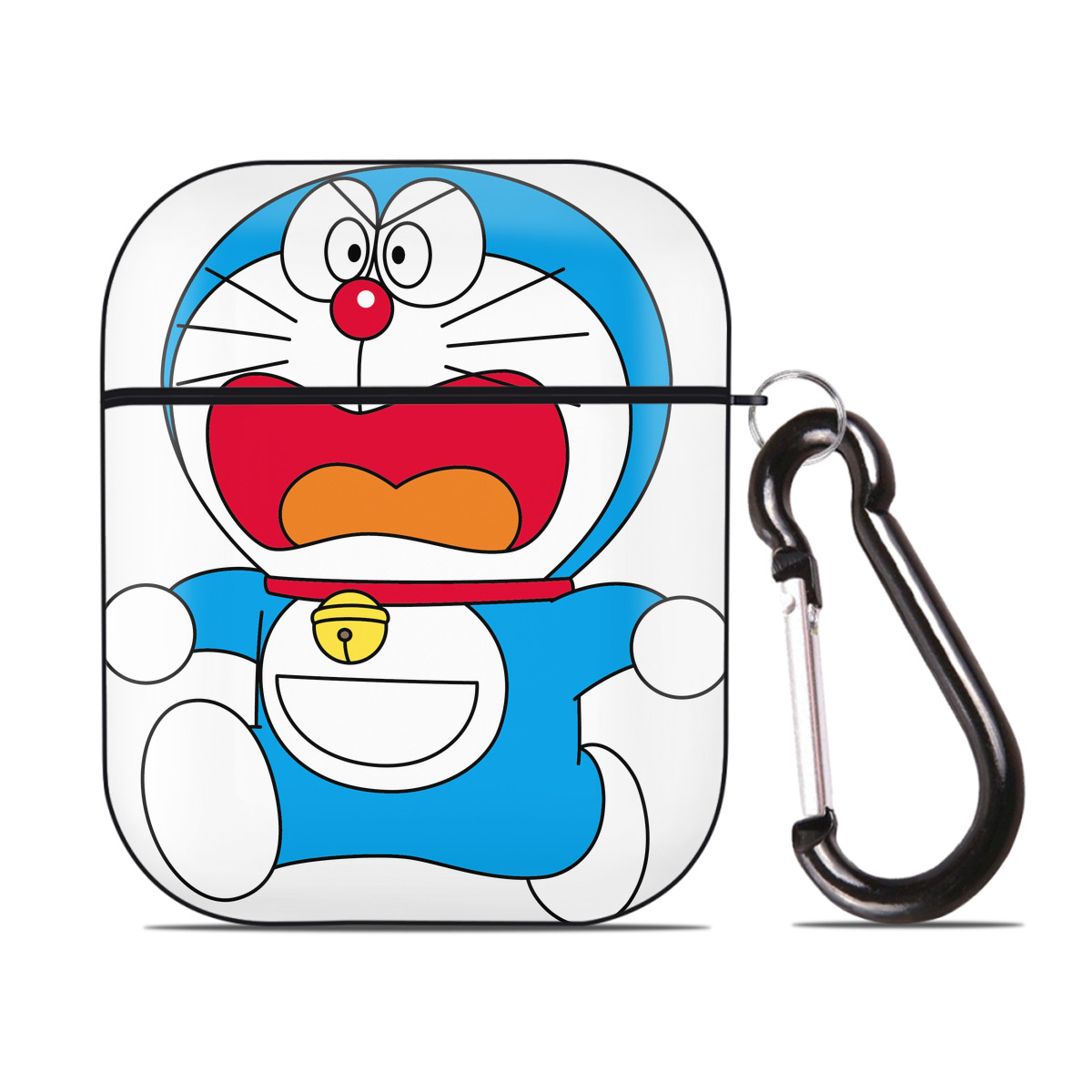 （画像用） ドラえもん Doraemon AirPods 第2世代保護ケース ハードシェル ブラック 耐衝撃・防指紋・カラビナ付き