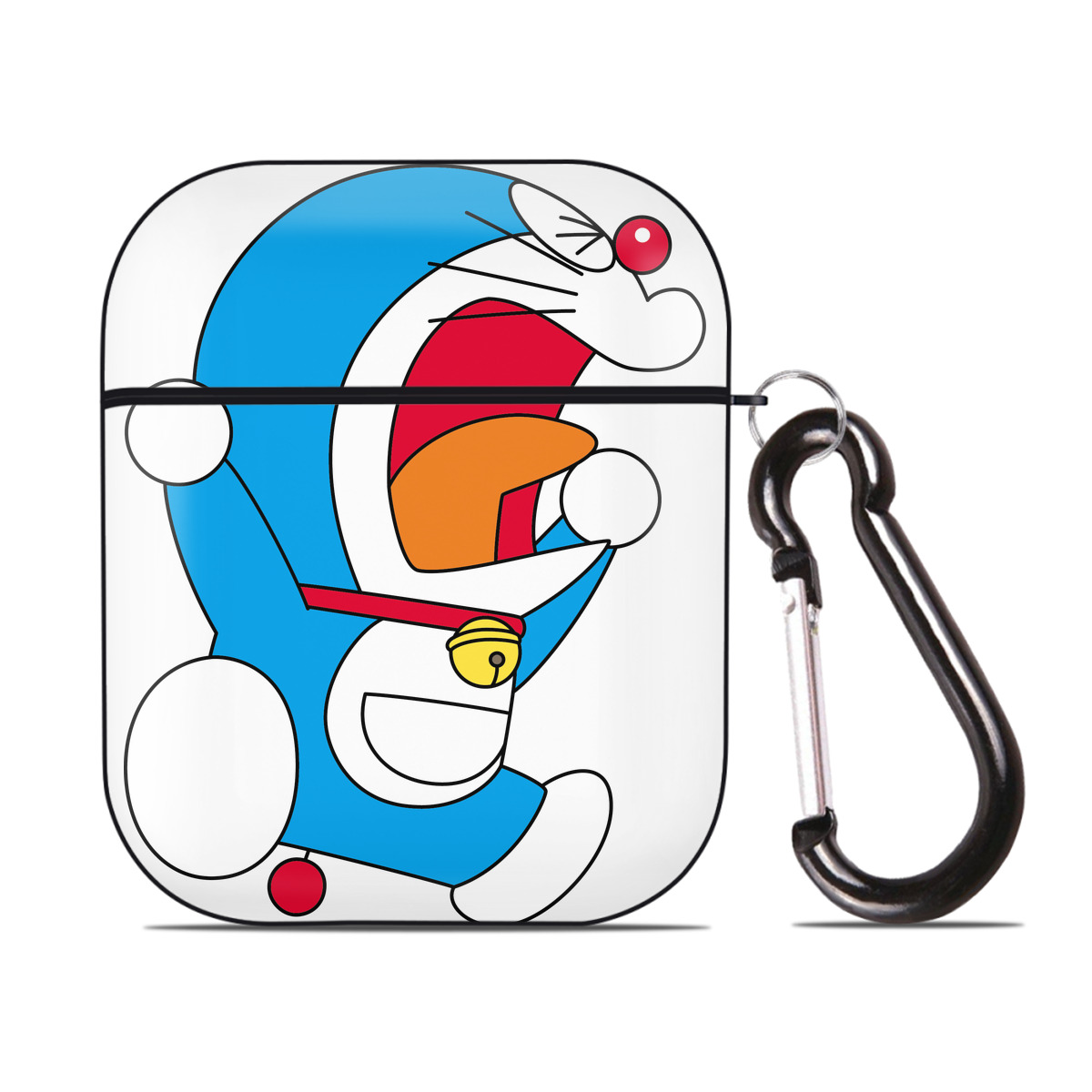 （画像用） ドラえもん Doraemon AirPods 第2世代保護ケース ハードシェル ブラック 耐衝撃・防指紋・カラビナ付き